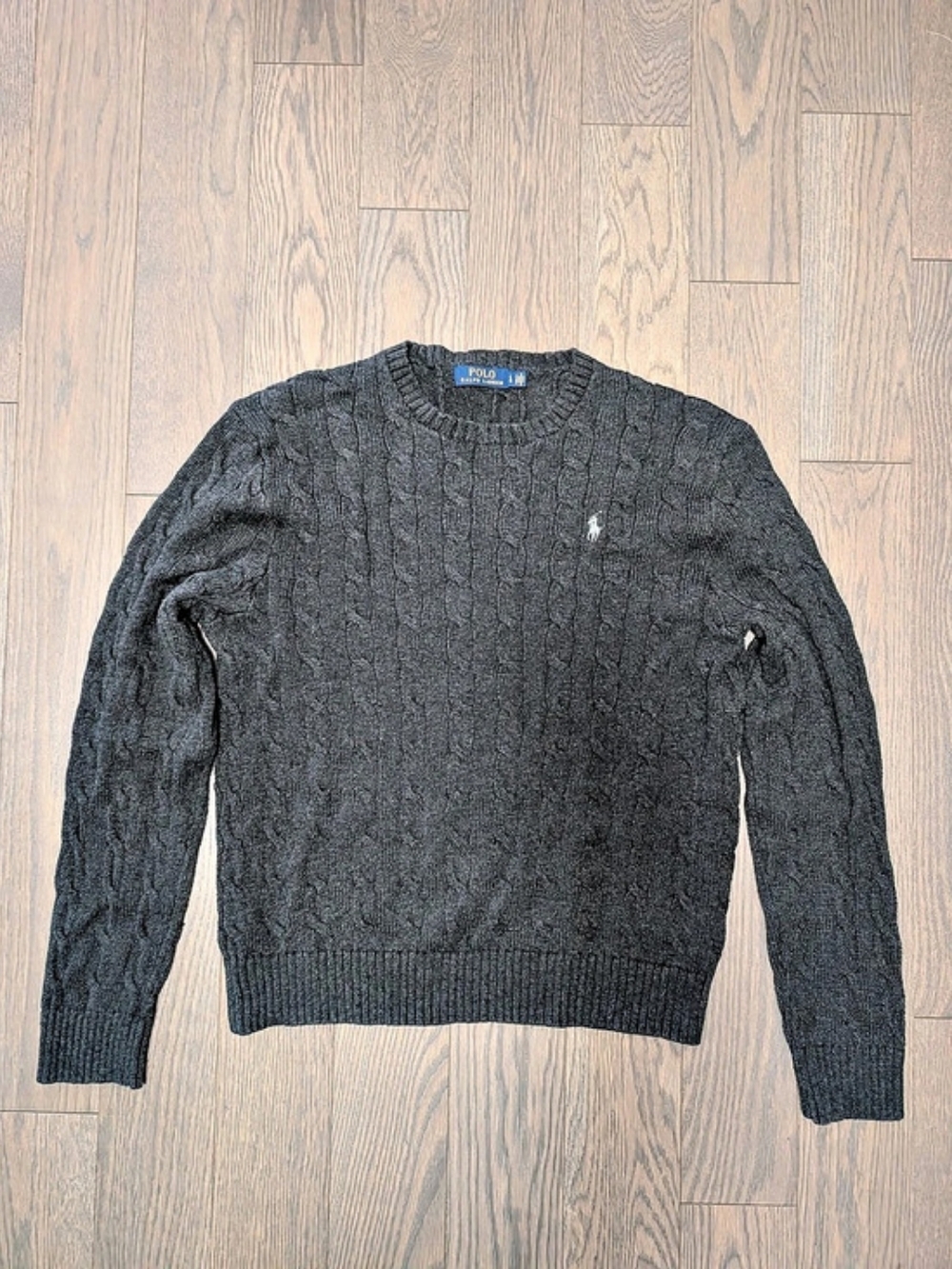 Polo Ralph Lauren Cable-Knit Cotton Crewneck Sweater Crewneck in Gray
